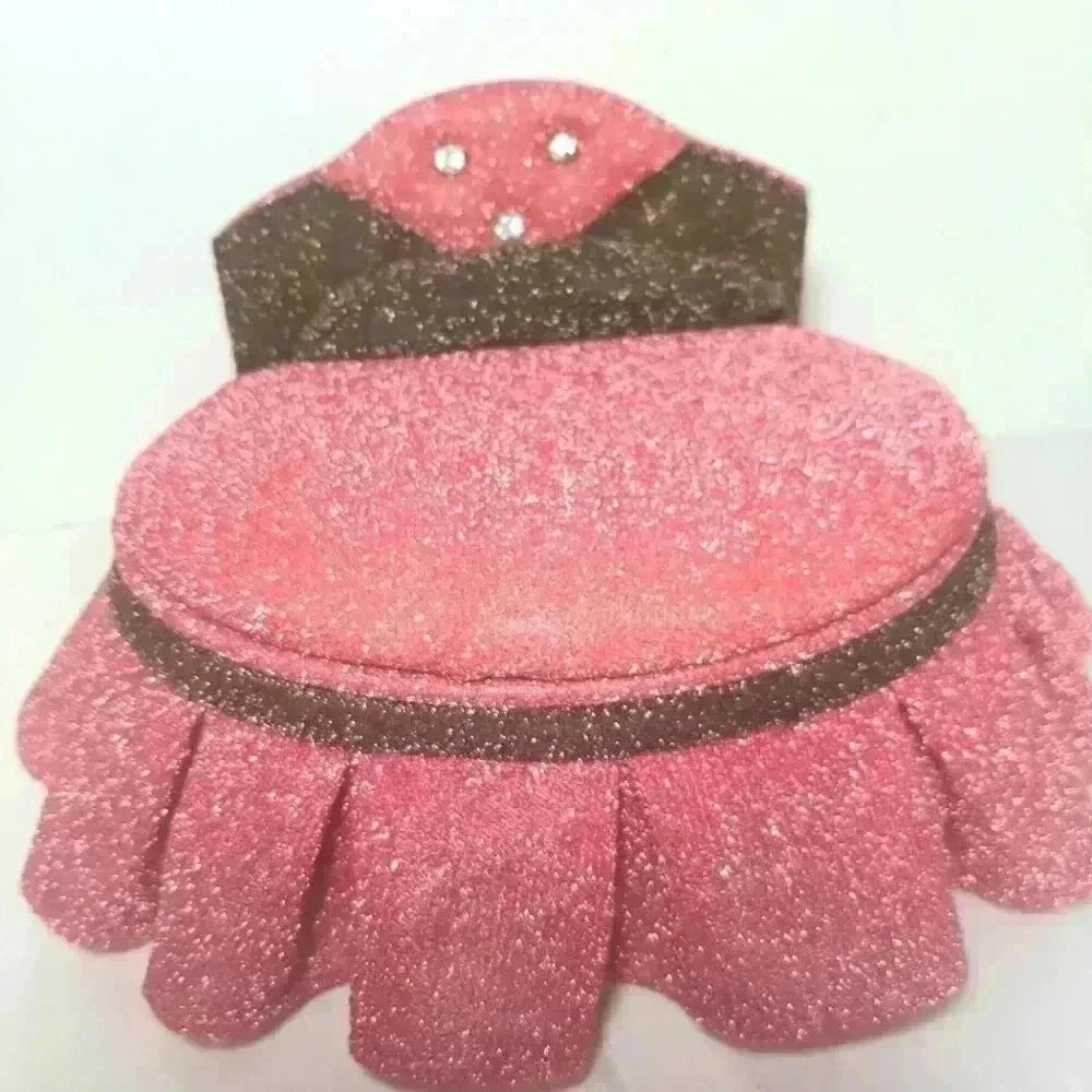 Fantastic Retro Style Kitchy  Jewellery Box. Miniature Round Bed. Bling/Ruffles